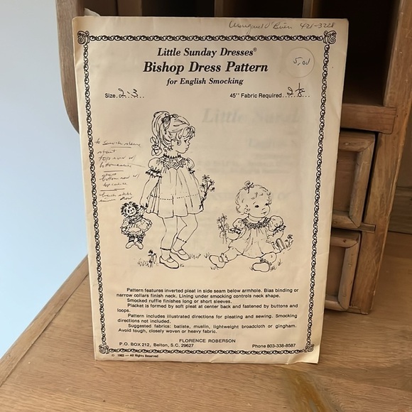 Bishop Dress Pattern for English Smocking Little Sunday Dress Florence Roberson - Picture 2 of 5